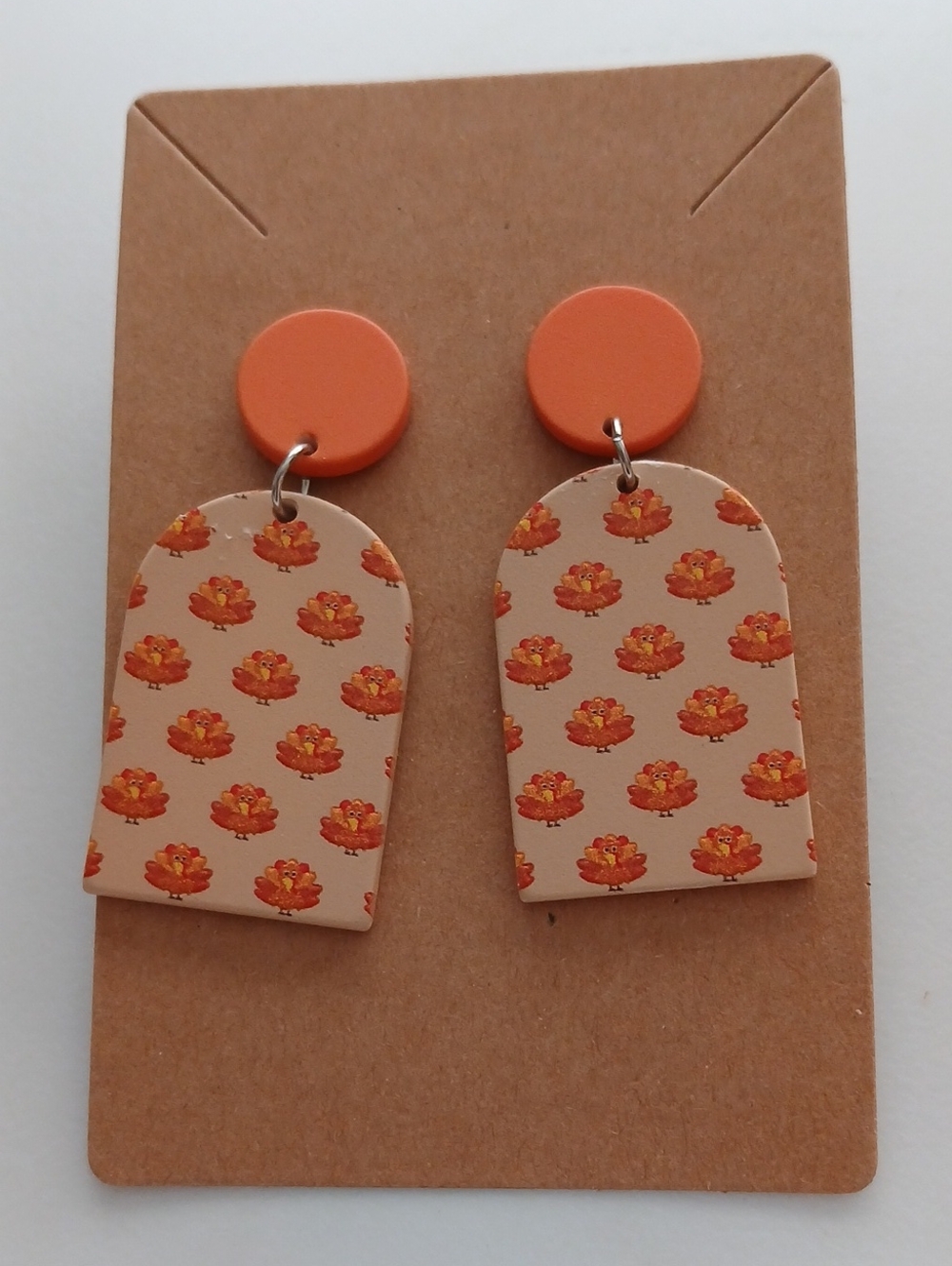 Fashion Jewelry Orange Floral Arch Dangle Earrings